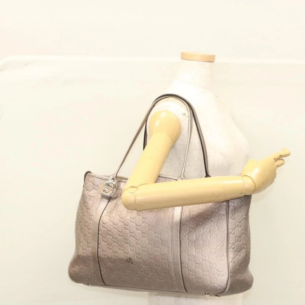 GUCCI GG Canvas Guccissima GG Twins Bag Leather Purple Silver 232956 Auth 119708 - Picture 14 of 16